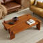 Table basse en bois de frêne massif, style médiéval minimaliste, grain de bois naturel-342372538