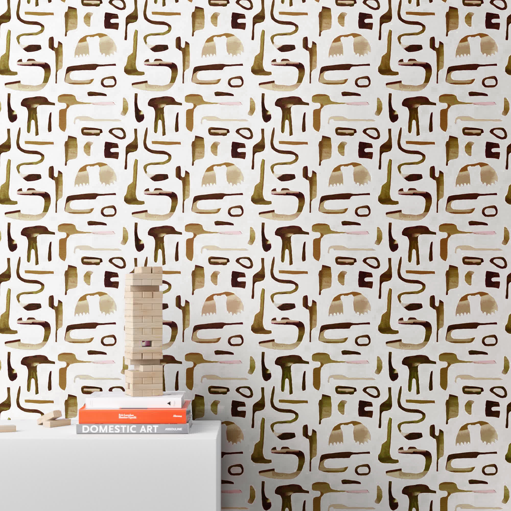 Dean Abstract Wallpaper, Brown/White