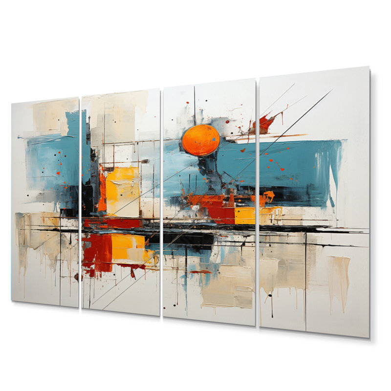 Teal Orange Bold Flow Collage Buildings & Architecture Wall Decor on Metal