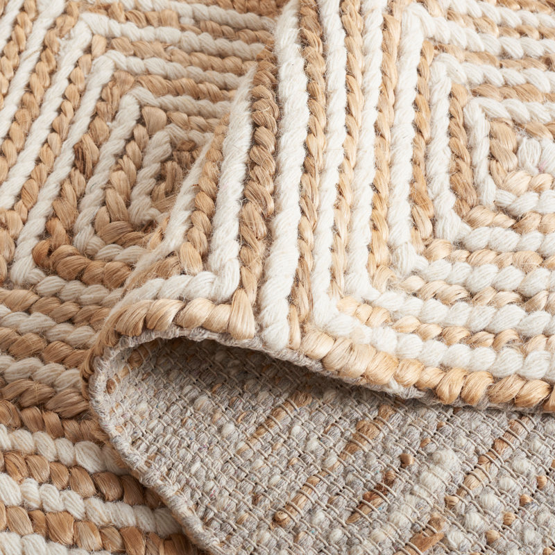 Tapis naturel en jute / laine / coton tissé à la main Allahna, Rectangle 5 pi x 8 pi