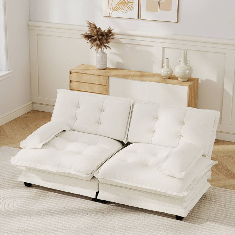 Canapé rembourré moelleux en chenille Cloud, H 35,4 po x l 77 po x P 33,8 po, Beige