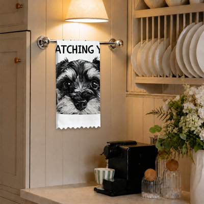  Linges de cuisine en microfibre, linges à vaisselle réutilisables absorbants, décoratifs résistants à la décoloration, 16 po x 24 po, Schnauzer noir