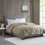 Couverture légère en duvet synthétique avec bordure en satin gris simple-121320142-121320154