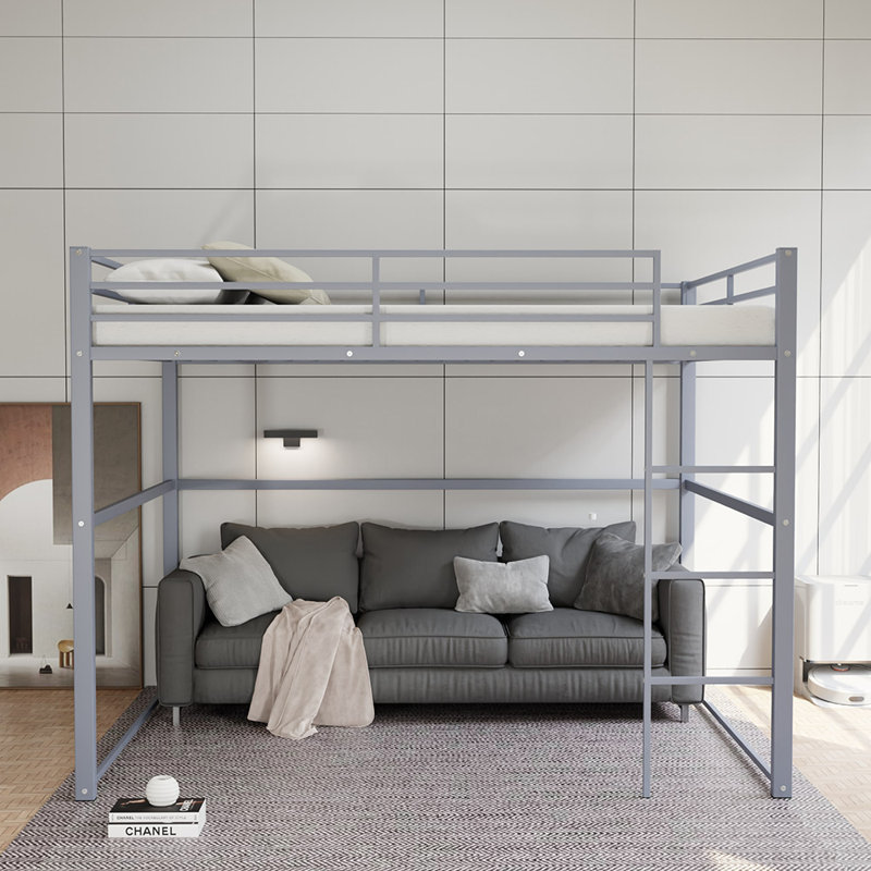 Lit mezzanine simple en métal, Gris, Double