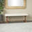 Fabric Cream Bench with Brown Turned Legs