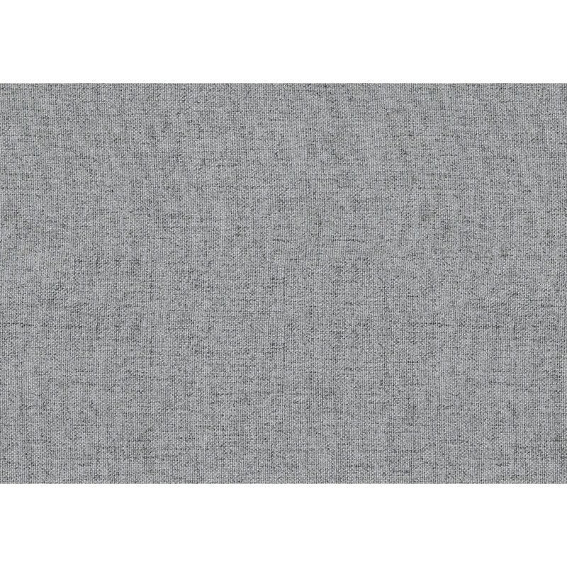 Salon moderne en tissu texturé gris foncé avec une finition en bois exposée et un siège arrondi