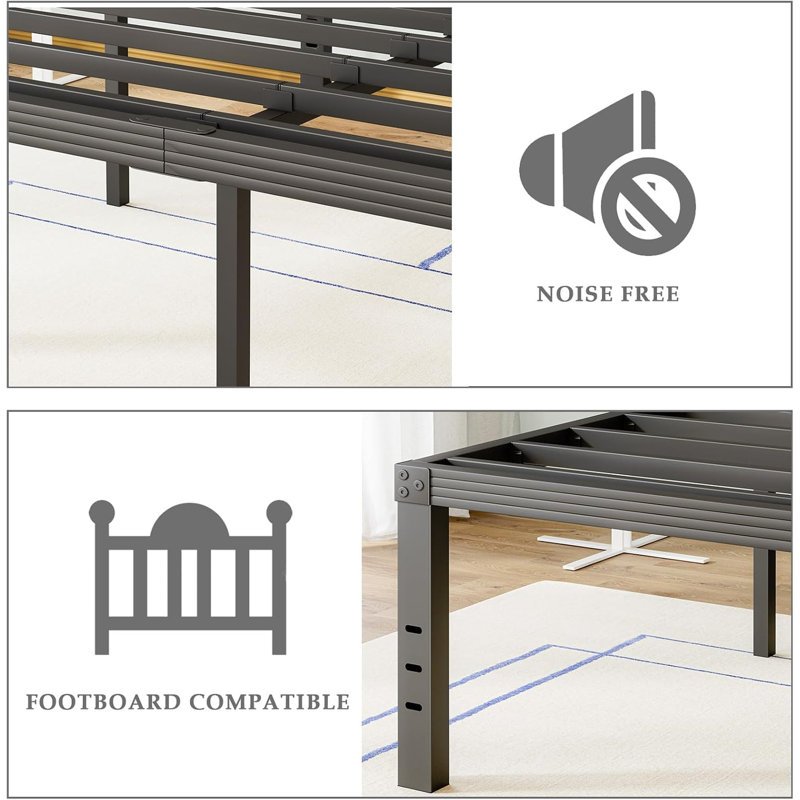 Black Heavy Duty Metal Queen Platform Bed Frame