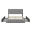 Light Grey Velvet Bed Frame 160x200 cm with 4 Storage Drawers, Upholstered Double Bed Frame, Modern Storage Bed with Wooden Slats