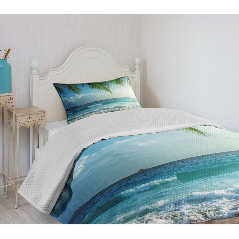 White Quilted Twin Bedspread Set with Pillow Sham