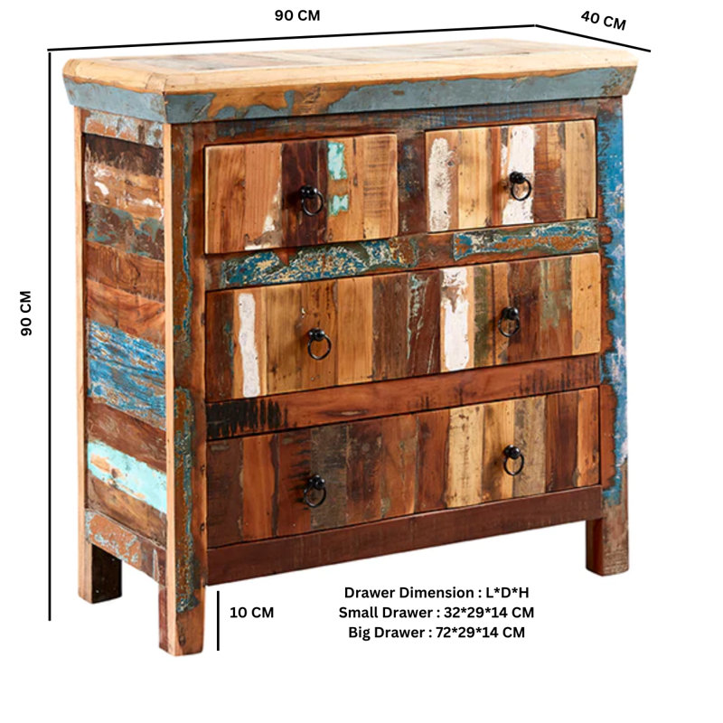 Zutphen Solid Wood 90cm W 4 - Drawer Chest of Drawers