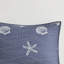 Literie réversible 4 pièces bleu marine - coton avec corail brodé, courtepointe rembourrée double / grand, rembourrage, facile à nettoyer-128860108-128860107