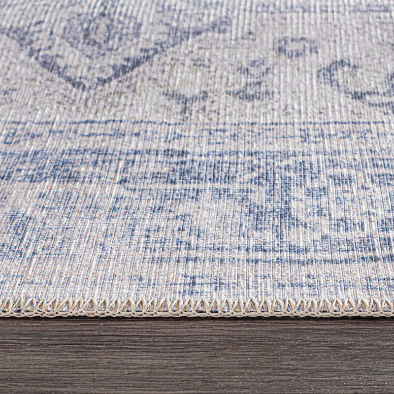Tapis bleu / ivoire Somona, Rectangle 1 pi 8 po x 2 pi 6 po