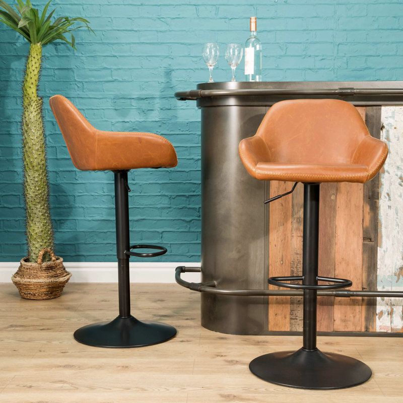 Winfield Swivel Upholstered Adjustable Height Counter Stool with Metal Frame, Tan
