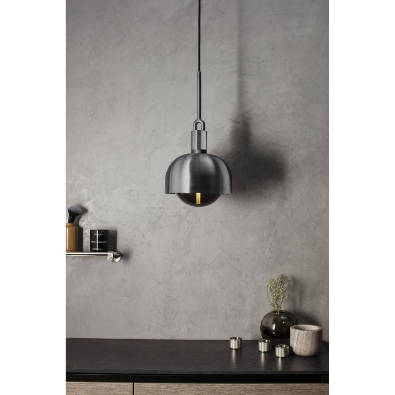 1 - Light Pendant, Smoked/Steel