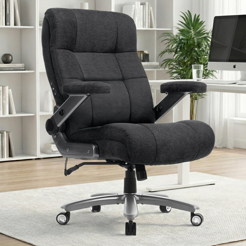 Fauteuil de massage grand et grand, fauteuil de bureau très large avec massage 3D et chaleur, fauteuil de direction ergonomique avec coussin à ressorts épais