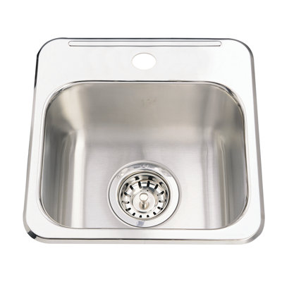 Kindred 13.625'' W Single Bowl Stainless Steel Bar Kitchen Sink with 1 Faucet Hole