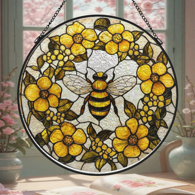 Stained Glass Style_1 Stained Glass Panels Suncatcher for Window Decor