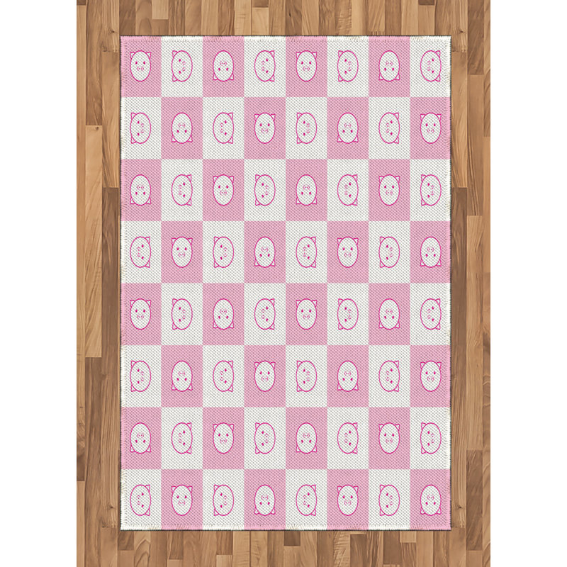 Checkered High Density Long Fiber Poly Threads Decorative Area Rug Carpet, Rectangle 4' x 5'8"