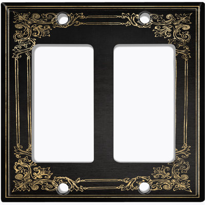 French Victorian Frame Black 10 Patterned 2 - Gang Rocker Standard Wall Plate