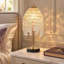 Lampe de table moderne en cristal de raisin 19 po, table de chevet avec abat-jour perlé et base texturée en marbre