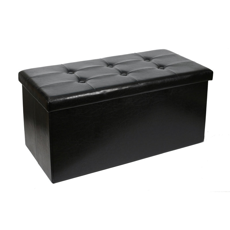 Banc de rangement en faux cuir, Noir