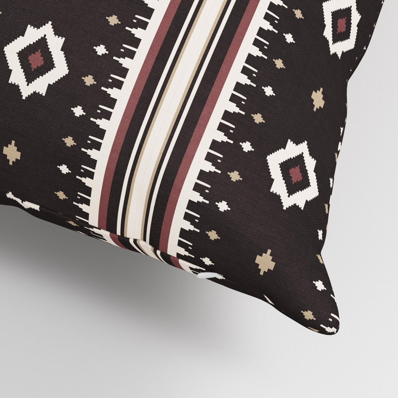 Coussin décoratif d'intérieur en raisin Sandro, Rayures brunes, Rectangle H 15 po x l 22 po