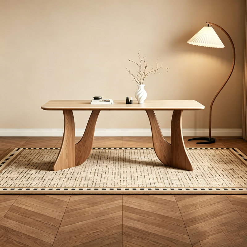 Table rétro en noyer fritté, 29.5" H x 55.1" W x 31.5" D