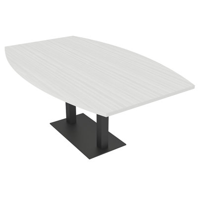Table de conférence en forme de bateau avec base en métal double