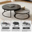 2 Piece Round Medieval Modern Nested Coffee Tables, Stackable Living Room Decorative Tables-1096619836