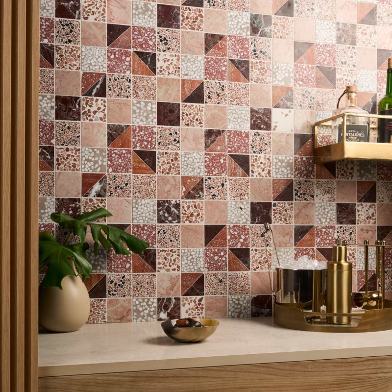 Elizabeth Sutton Artem Mosaic Tile, Cardinal Terracotta Red