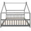 Lit de maison gris en bois de taille double - idéal pour le plaisir et le sommeil, avec structure de toit robuste, l 56,3 po de large, repose-pieds requis pour l'assemblage, grand lit de H 53,9 po