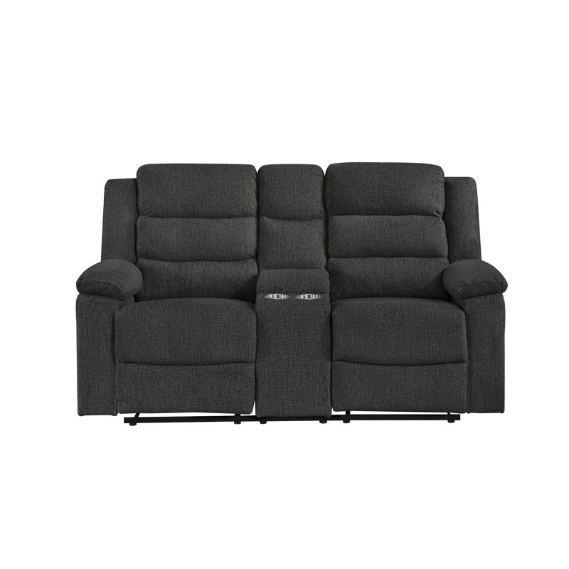Causeuse double inclinable avec console, gris foncé, Gris foncé