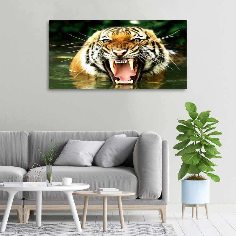 Roaring Tiger - Wrapped Canvas Print, 50cm H x 100cm W