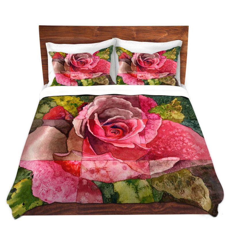Ensemble de housse de couette en rose partitionné, 1 housse simple + 1 taie standard