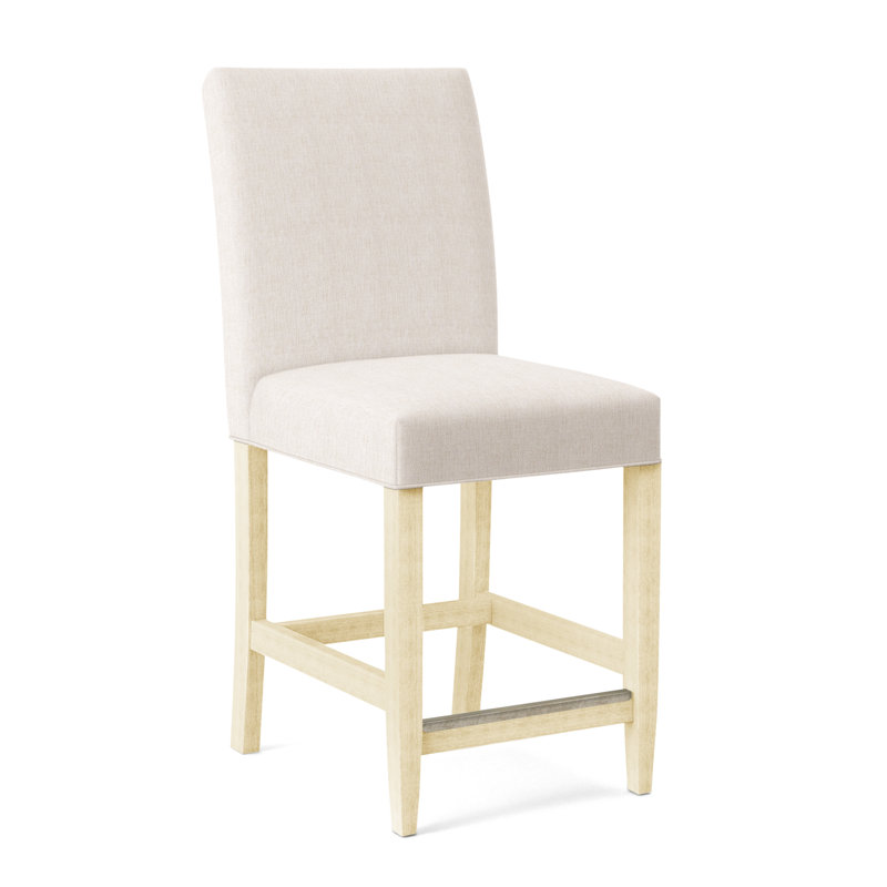 Manhattan Upholstered Stool with Solid Wood Frame, White Sugar Performance; 0863-91, Celery Finish