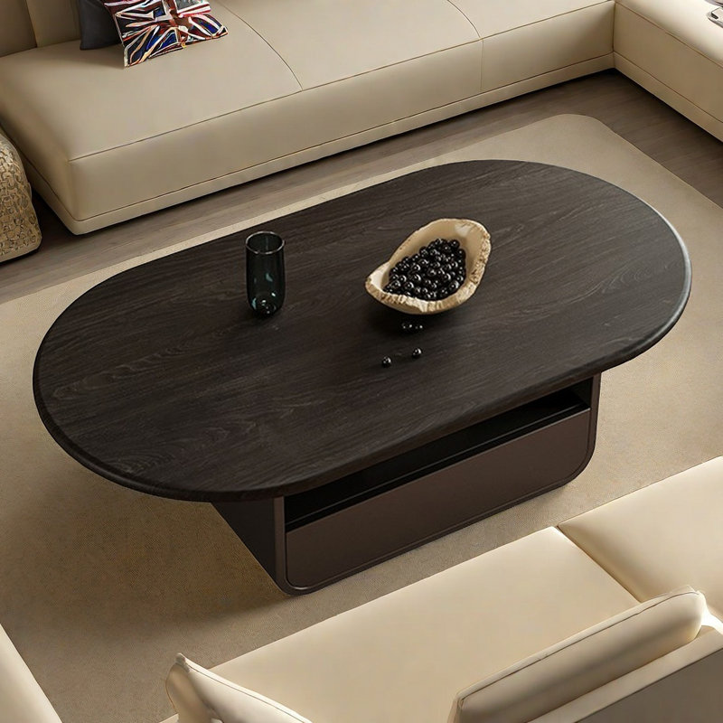 Table à thé Nordic Wabi-Sabi, Noir, noir, noir, noir, H 15,7 po x L 43,3 po x l 21,7 po, Noir, noir, noir, noir