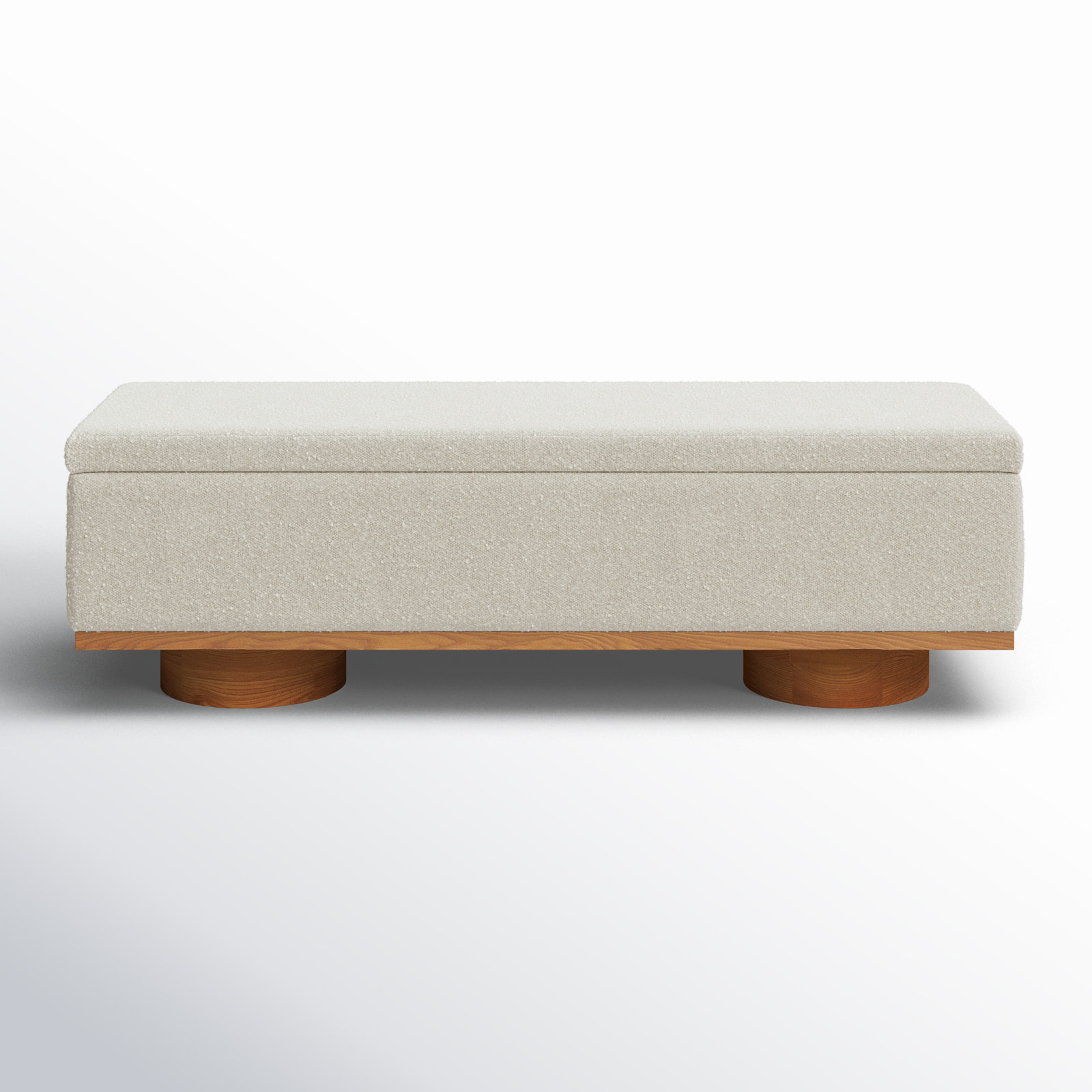 Morje 61" Linen Entryway Bench, Cream Boucle, Natural