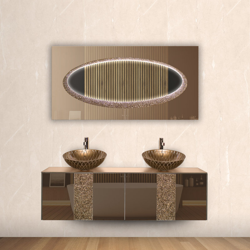 Miroir de salle de bain luxueux, 63 po x 31,5 po