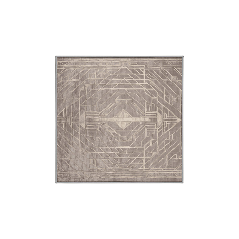 Machine Washable Gray Area Rug, Square 3'
