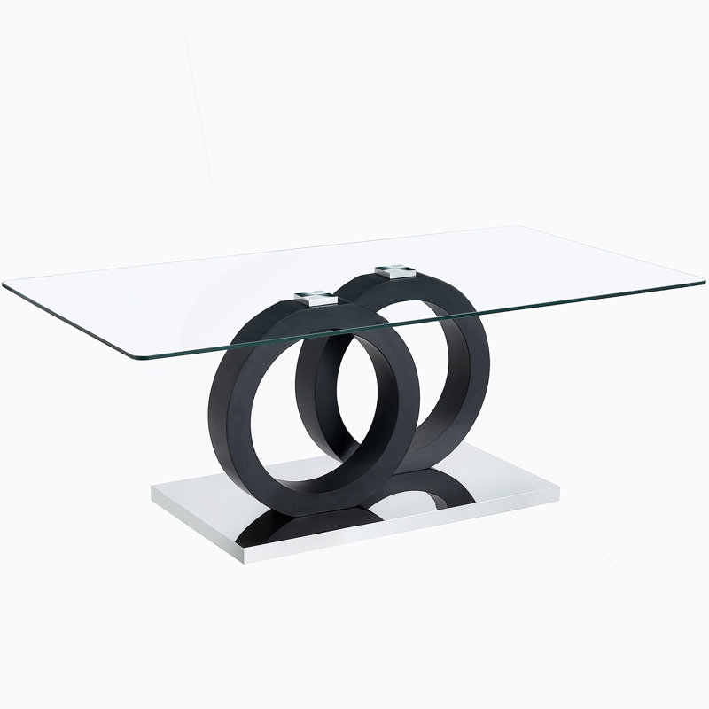 Modern Style Glass Top MDF Coffee Table - Suitable for Living Rooms and Lounge Areas, with Product Dimensions of 47.2*25.6*17.8