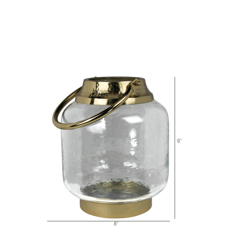 Lantern With Brass Handle  5” Drop Handle