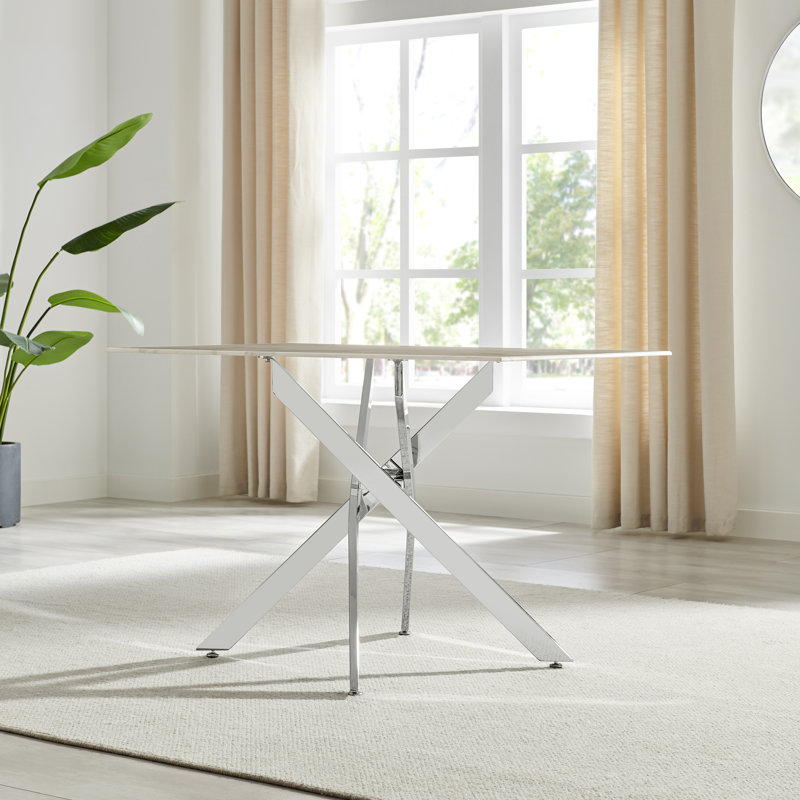 Lenworth Rectangular 120cm L x 70cm W Dining Table, Silver, White