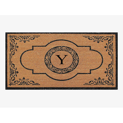 Issac Natural Coir and PVC Backing 36" X 72" Double Door Mat Outdoor Entrance Monogrammed Doormat 