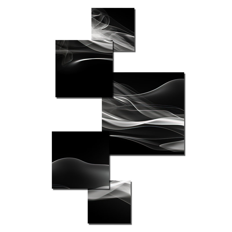Noir blanc abstrait contemplatif I 5 pièces