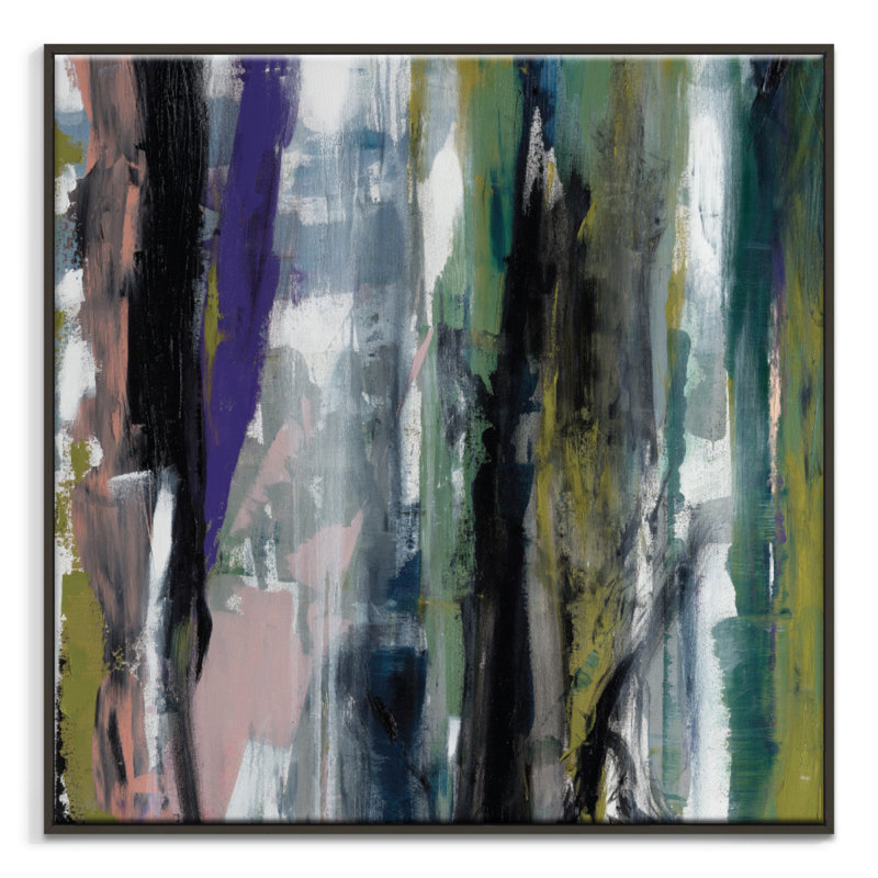 Quiet Mist by Sally Adams - Painting on Canvas, Black Floater Frame, 41cm H x 41cm W