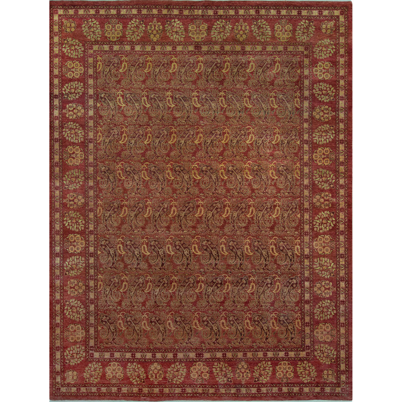 Wool Oriental Area Rug in Rust, Rectangle 9' x 12'