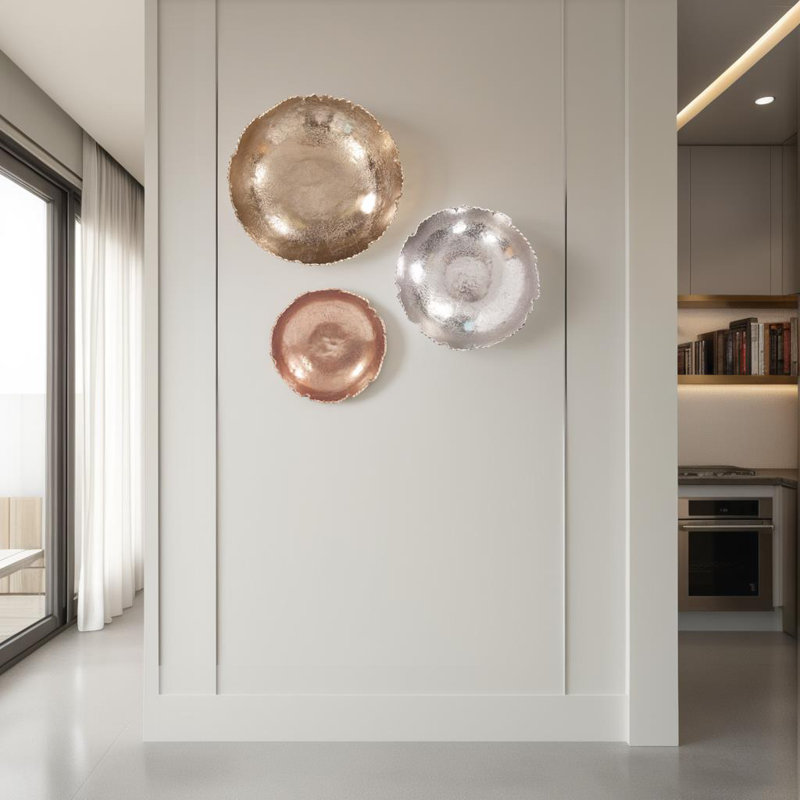 Glam Abstract Wall Decor on Metal, Silver, 4" H x 15.25" W x 15.25" D