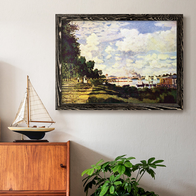 «Sailing At Argenteuil», reproduction d'art encadrée sur toile par Claude Monet, Noir, H 28 po x l 42 po x P 1,5 po