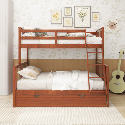 Bunk Bed With Ladders And Two Storage Drawers