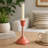 Dusty Pink Checkered Aluminum Taper Candle Holder-1574520814